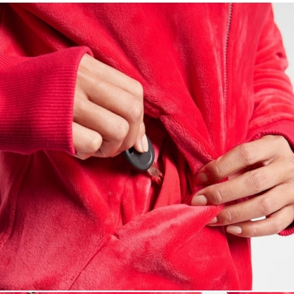 Athleta Hibiscus Red Double Cozy Karma Triumph Hoodie Women